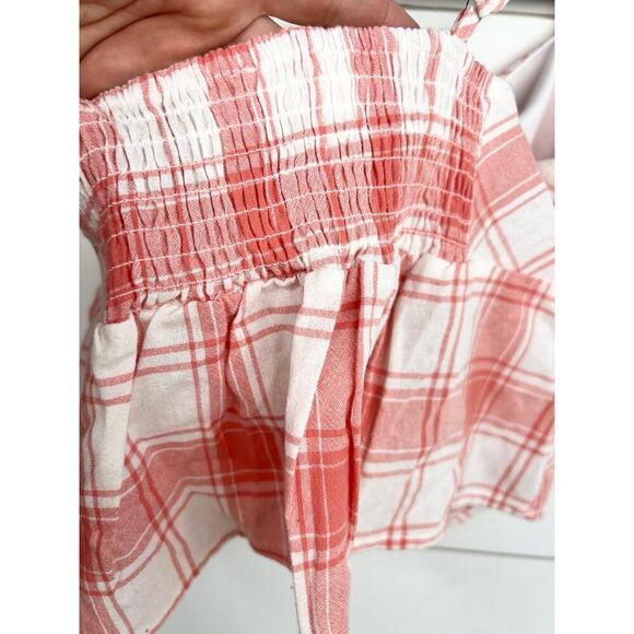 Kirious Los Angeles Plaid Spaghetti Straps Tie Ruffled Crop Top Size Large - Picture 8 of 11